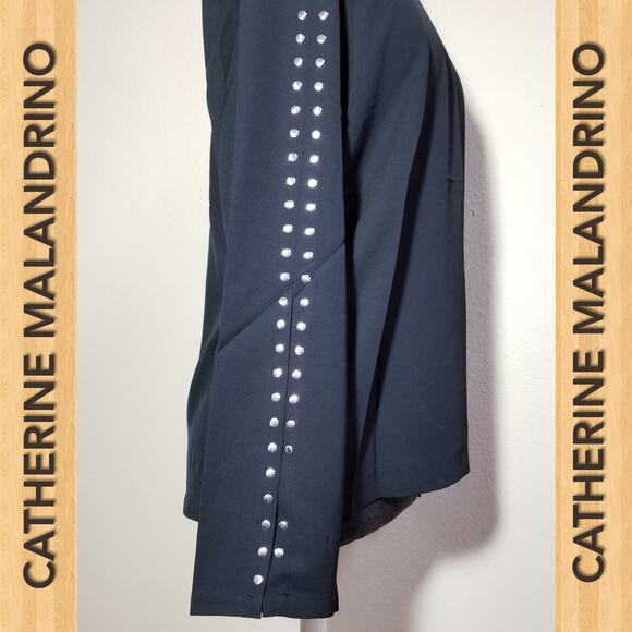 CATHERINE MALANDRINO NWT Blouse Tops Long Sleeve Studs Size Small Color Black - Picture 4 of 6